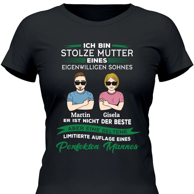 Stolze Mutter dieses Sohnes - Personalisierbares T-Shirt