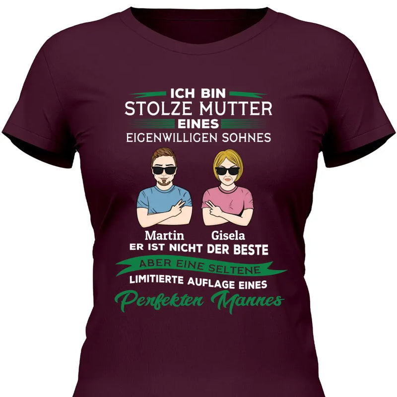 Stolze Mutter dieses Sohnes - Personalisierbares T-Shirt