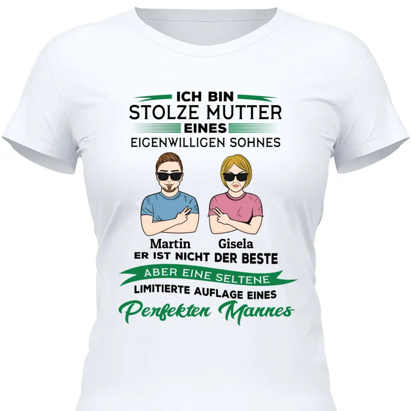 Stolze Mutter dieses Sohnes - Personalisierbares T-Shirt